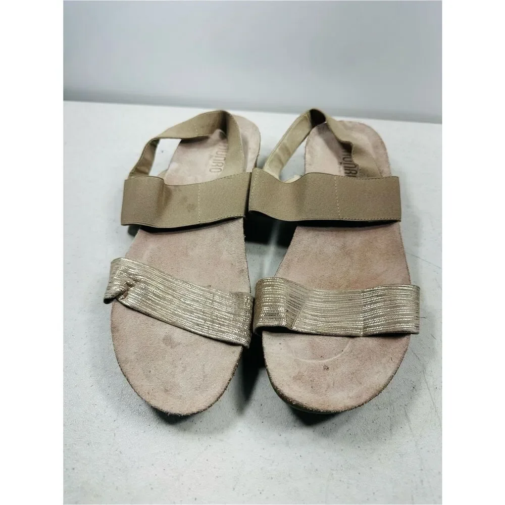 Munro American Pisces Strappy Sandals Womens 10W Casual Open Leather Gold